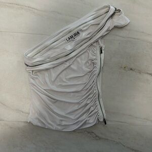 I.AM.GIA White Asymmetrical Tank Top